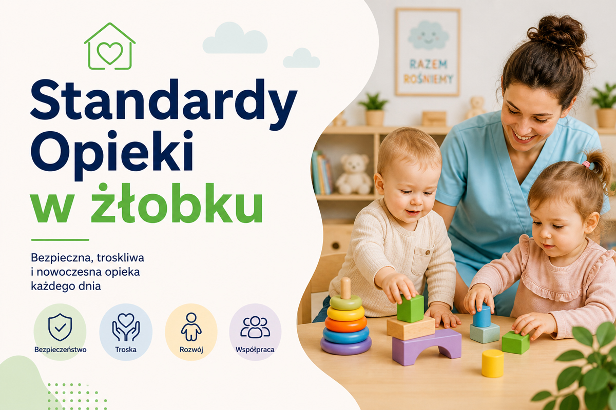 Dyrektor żłobka wypełniający druk RKZ-4 na laptopie – standardy opieki w żłobku sprawozdanie roczne 2026