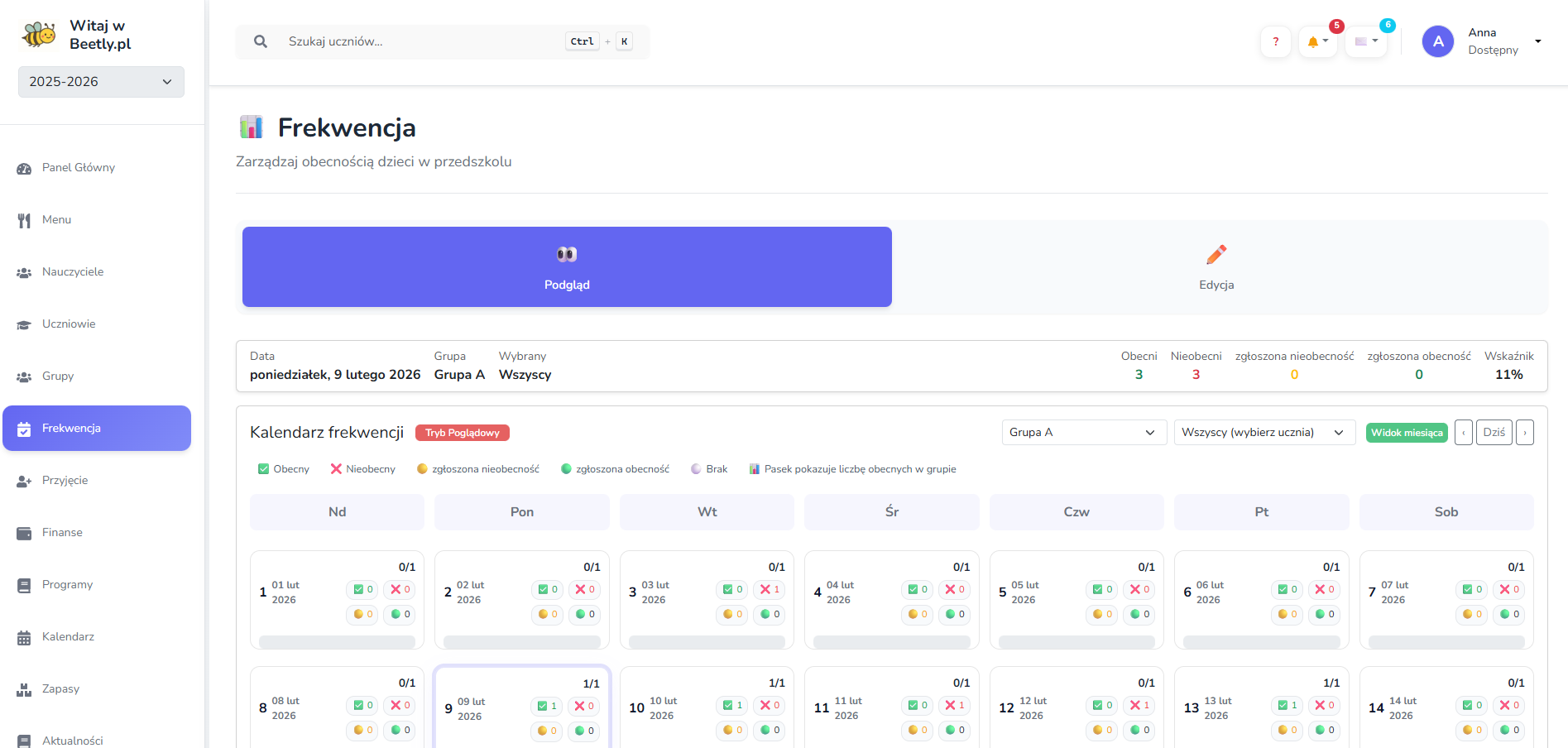 Frekwencja screenshot