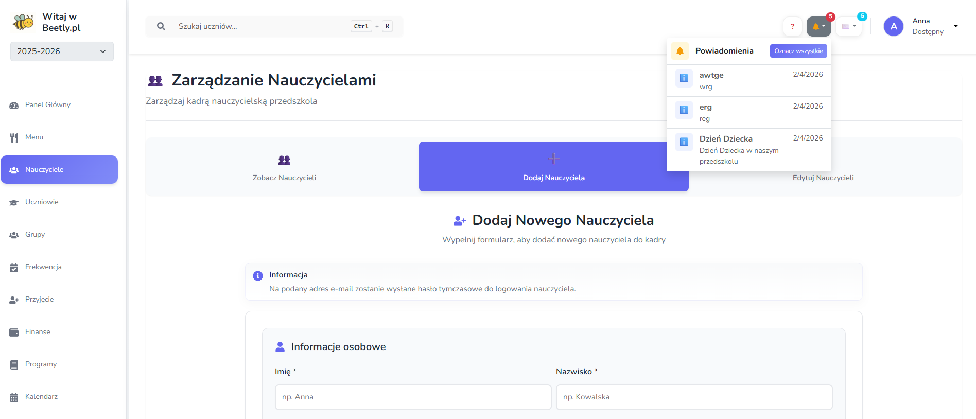 Powiadomienia screenshot
