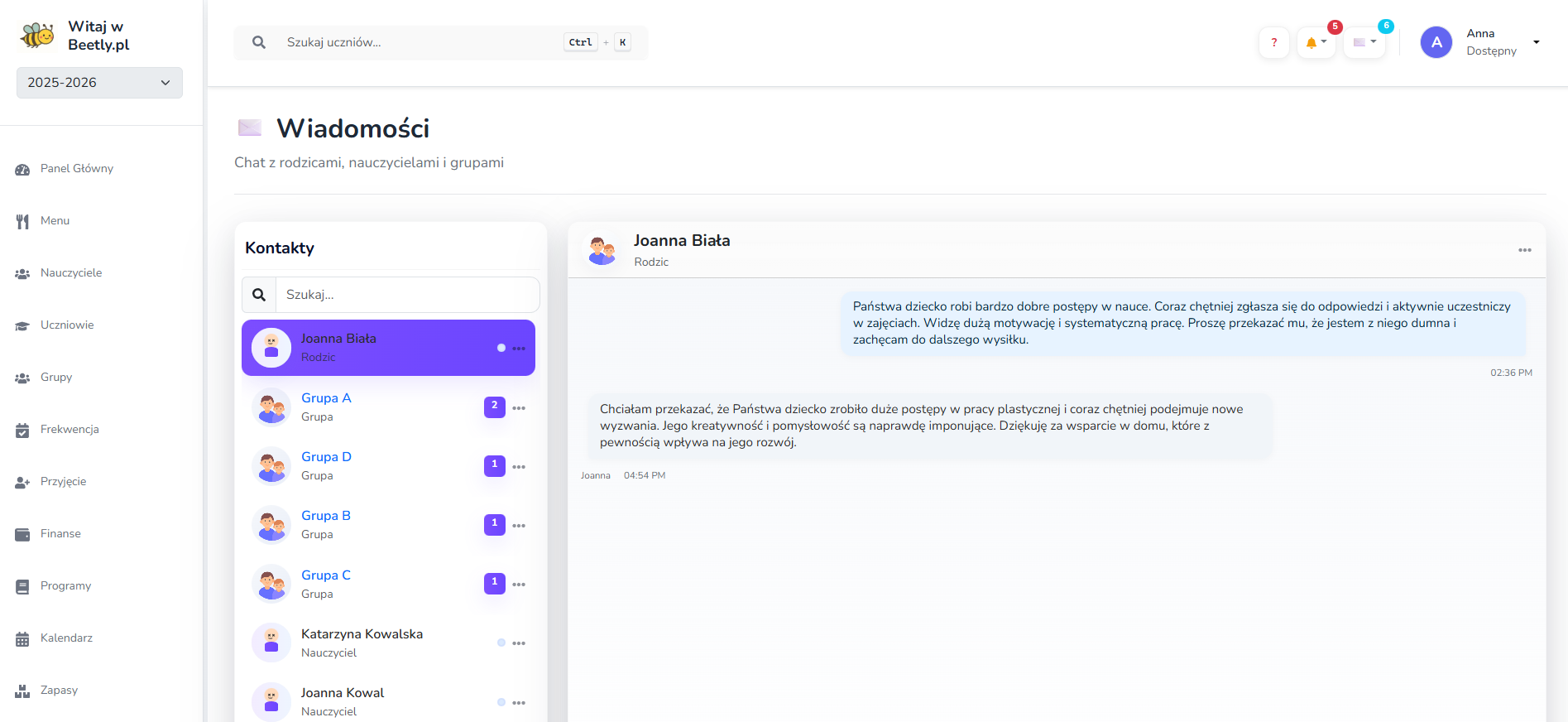 Wiadomości i czat screenshot